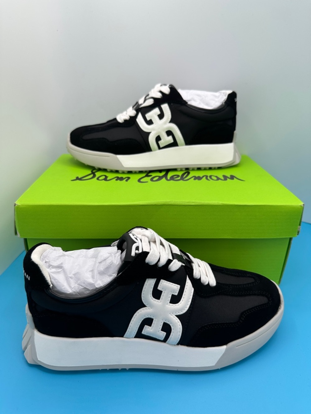 New!! Sam Edelman Langley Black Suede Womens size 6 sneaker. Brand New in box!